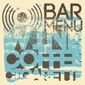 Bar menu typographical vintage style grunge design. Retro vector illustration. Royalty Free Stock Photo
